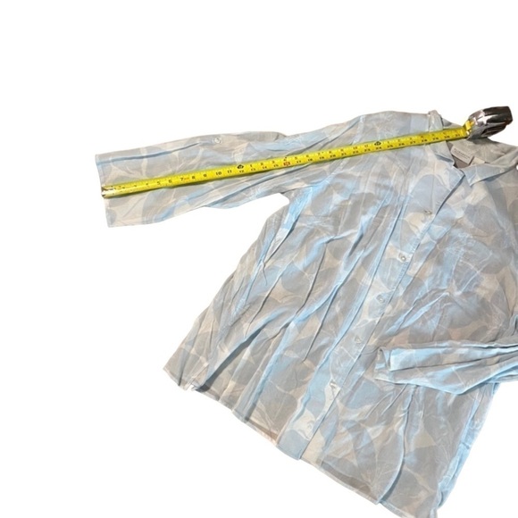 Elisabeth Liz Claiborne Floral Bell Sleeve Button Shirt Top 2X PLUS White Blue - Picture 4 of 14